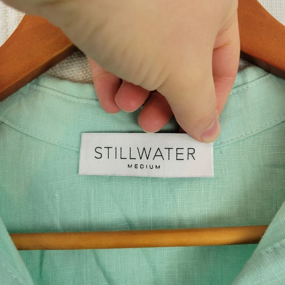 Stillwater The Linen Voile Tunic Seaglass Maxi Dress Size Medium Resortwear - Picture 5 of 13